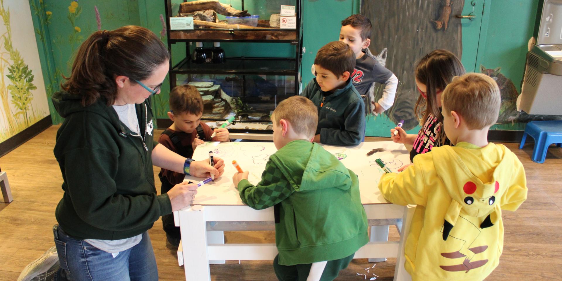 Kate coloring with students