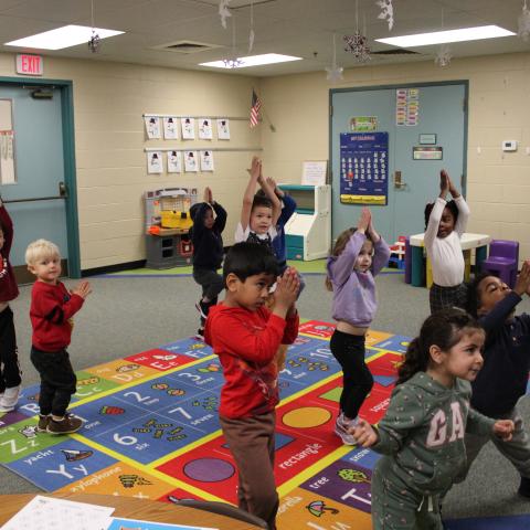 Children doing yoga