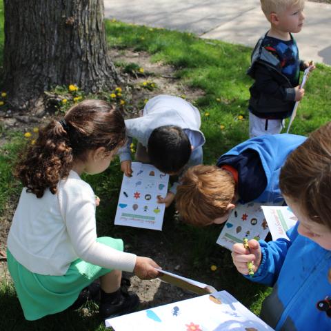 Children outside on nature walk 