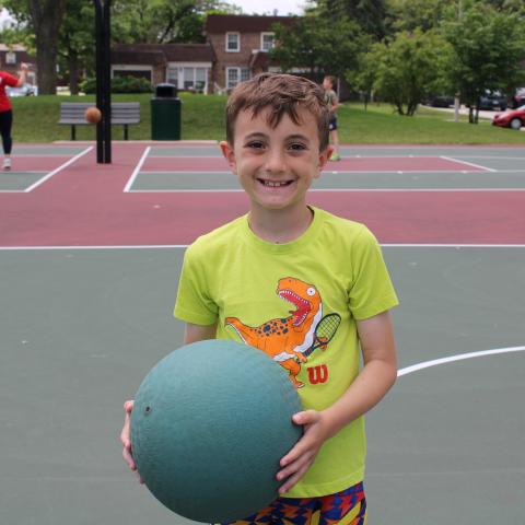 Child at basketball court 